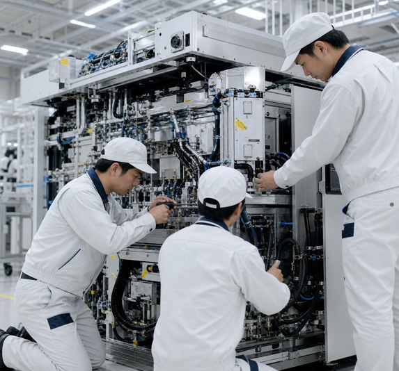 半導体製造装置を組み立てるフィールドエンジニア